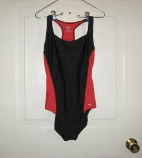    Womens Black & Red Reebok 1 Pc SwimSuit, Bathing suit, Sz 10