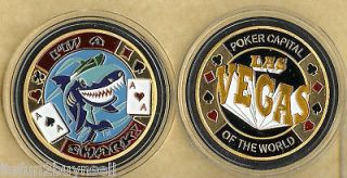 Shark Card Guard Chip Texas Holdem 24kt Gold