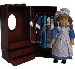 Holds 2 Doll Trunk Furniture Wardrobe Storage Made to Fit American 