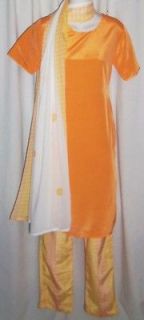   White Salwar Kameez Punjabi Bollywood Sari Indian Pant Suit S 32