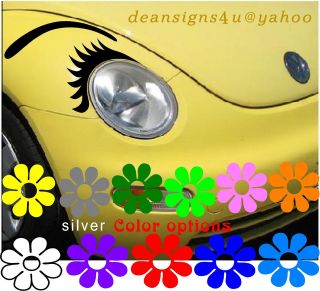 VW beetle headlight EYELASHES 20 FLOWER multi color EYEBROWs car 