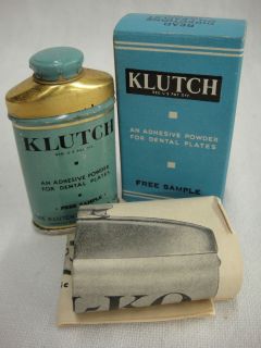   Klutch Dental Plate Adhesive Powder Sample Tin Original Box & Paper