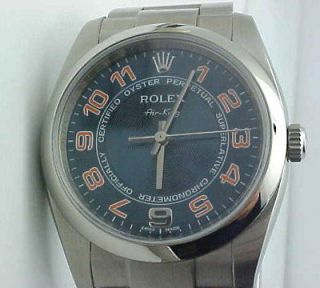 Rolex 2012 Air King 114200 Blue Concentric Dial Box And Papers