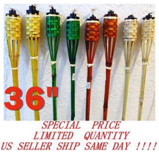 12 Pcs 36 NEW BAMBOO TIKI TORCHES Yard Party Garden Lamp Mosquito 