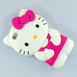 Peach 3D Soft Silicone Cute Fashion Hello Kitty Case Skin For iPhone 4 