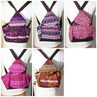   Hmong Boho Ethnic Cotton Heavy Embroidered Backpack Purse Woman bag
