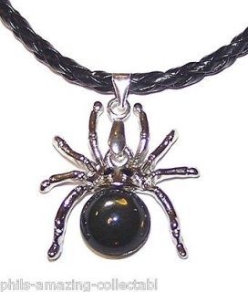 Silver SPIDER Pendant NECKLACE on CORD (nickel free) GOTHIC * PUNK 