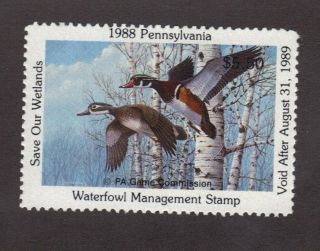 PA6 Pennsylvania State Duck Stamp.1988 MNH.