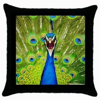 Peacock Throw Pillow Case Black for Bed Room Gifts