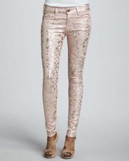 For All Mankind The Skinny Metallic Floral Print Jeans NWT