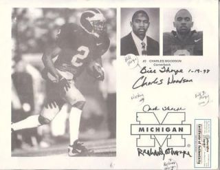 CHARLES WOODSON Michigan + Jim Thorpes 3 Sons Signed 8x11 Michigan 