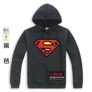 Superman Black Super man Mens Unisex Hoodie Adult Size Sweater Size XS 