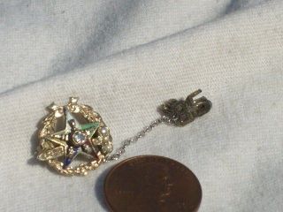   GOLD 1935 seed pearl & diamond Masonic EASTERN STAR BROOCH PIN JEWELRY