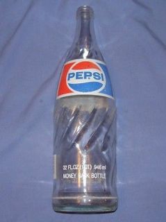   Pepsi Cola Glass Screw On Top Soda Pop Glass Vintage Money Back Bottle