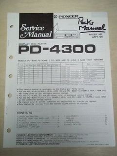 Pioneer Service Manual~PD 4300​/4350/S CD Player~Origina​l~Repair