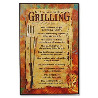Ten Commandments Of Grilling Plaque By Abbey Press