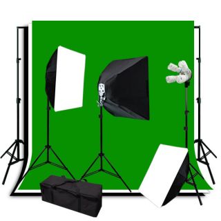   Photo Studio 3 Color Muslin Backdrop Softbox Lighting Light Kit JSC113