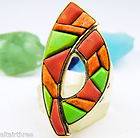   KING Mine Finds DTR Sterling Silver Ring Turquoise Coral Multi Stone