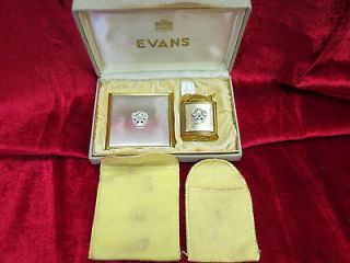 VINTAGE EVENS CIGARETTE LIGHTER &LADYS COMPACT NEW WITH CASE