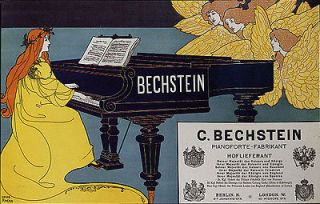 PIANO BECHSTEIN MUSIC PLAYING BERLIN LONDON VINTAGE POSTER REPRO 12 X 