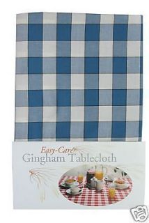 BLUE GINGHAM CHECK TABLECLOTH SIZES 36 50 58 70 75 100 108 144 