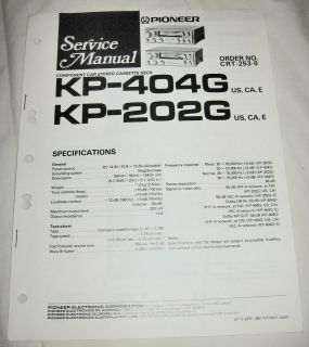 PIONEER KP 404G / KP 202G Cassette Car Stereo Service Manual