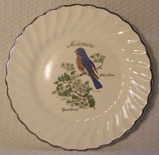 Missouri Souvenir Plate Bluebird Artist d. rudeman VTG