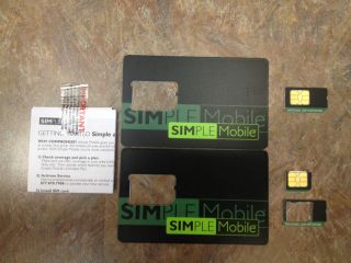 Brand New   NEVER Used/Activate Simple Mobile SIM Cards   Micro Sims 