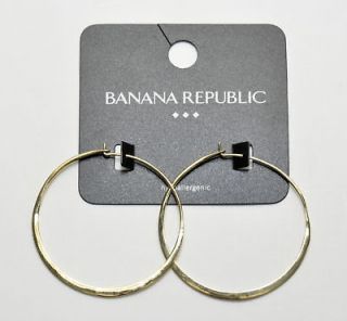 BANANA REPUBLIC Oblong Gold Hoop Earrings NWT $35