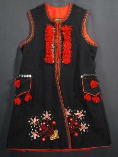 VINTAGE Polish Folk Costume Vest Krakow embroidered wool ethnic POLAND 