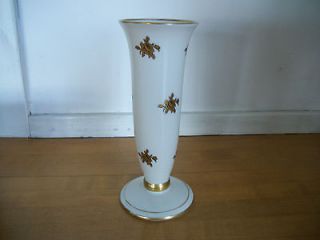 Lindner German White Porcelain Vase with Gold Trim  marked Mulps 