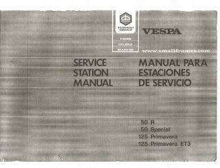   Service Shop Manual 50R, 50 Special, 125 Primavera, 125 Primavera ET3