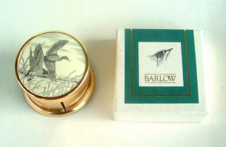 POSTAGE STAMP DISPENSER DUCK THEMED BARLOW BRASS W/ BOX CARD MADE IN 