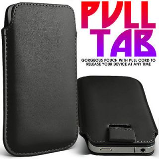 BLACK PU LEATHER SLIDE IN PULL TAB CASE FOR ACER LIQUID GALLANT DUO