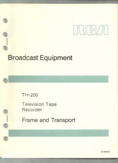 RCA Broadcast Equipment TH 200 Television Tape Recorder Frame/Transpor 