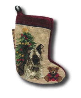 New Skye Terrier Needlepoint Dog Puppy Christmas Holiday Stocking Sock 