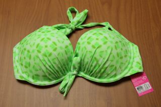 Victorias Secret Bikini SWIM Gorgeous HALTER 36D Push Up Top Lime 