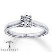   ® 14K White Gold 1/3 Carat Diamond Solitaire Ring with Enhancer
