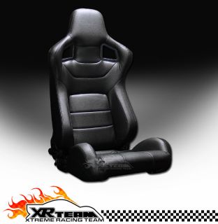 Latest Design 1pc MU Style JDM Black PVC Leather Racing Bucket Seat 