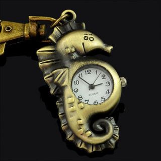 wholesale gift Vintage Quartz Hippocampus key ring watch Mineral free 