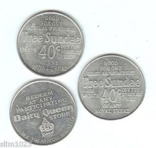   Dairy Queen Tokens Good for Free 5 Oz Sundae or 40¢ off Any Treat
