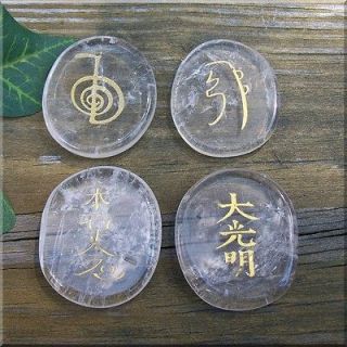 Beautiful Clear Quartz Engraved Reiki Symbol Stones~Set of 4~Autumns 