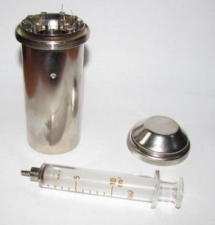 Newly listed 10ml VINTAGE GLASS SYRINGE METAL BOXES THE STERILIZER