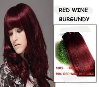 18/45cm clip in real human hair extensions 99j# red wine burgund,70g