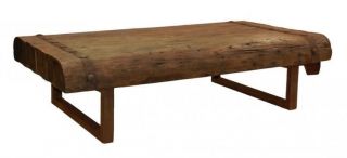 Large 67 old reclaim wood and iron coffee table