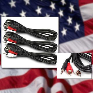 3X 10FT 3.5MM AUX RCA MALE PLUG AUDIO STEREO JACK BLACK CABLE IPHONE 