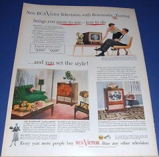 1953 RCA Television w/ Rotomatic Tuning Ad table top and console