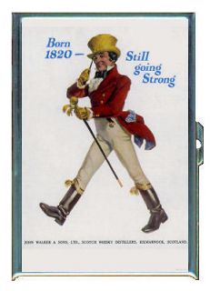 JOHNNY WALKER RED WHISKEY Vintage Ad ID Holder Cigarette Case or 