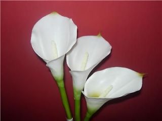 BN 3 Large Artificial Real Touch Ivory Calla Lilies