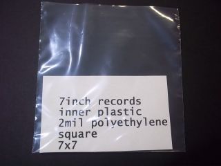 7inch Record   INNER SLEEVES   SQUARE   2mil PLASTIC   7 45 vinyl 